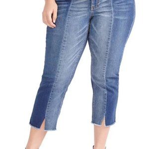 Plus Size Women's Addition Elle Love And Legend Two-Tone Crop Jeans